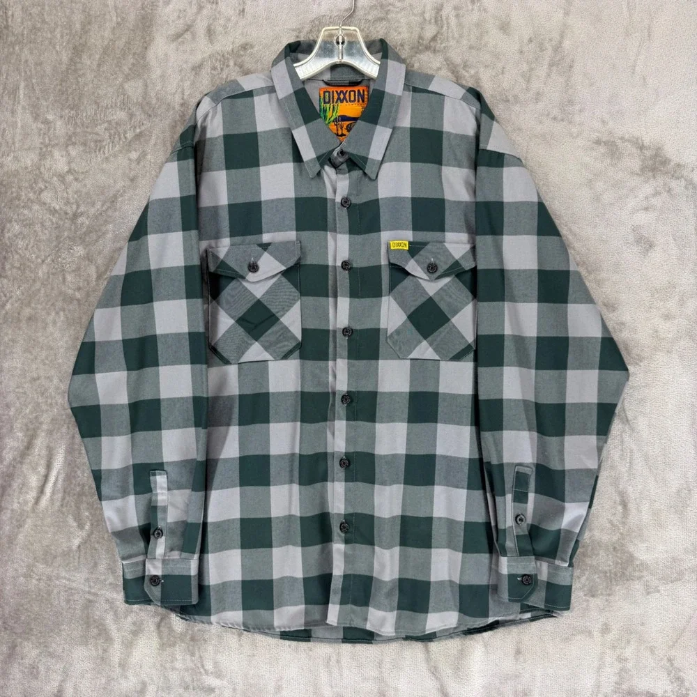 Dixxon‎ Flannel Co Beeline D-Tech Green Grey Buffalo Check Shirt Mens 3X Tall